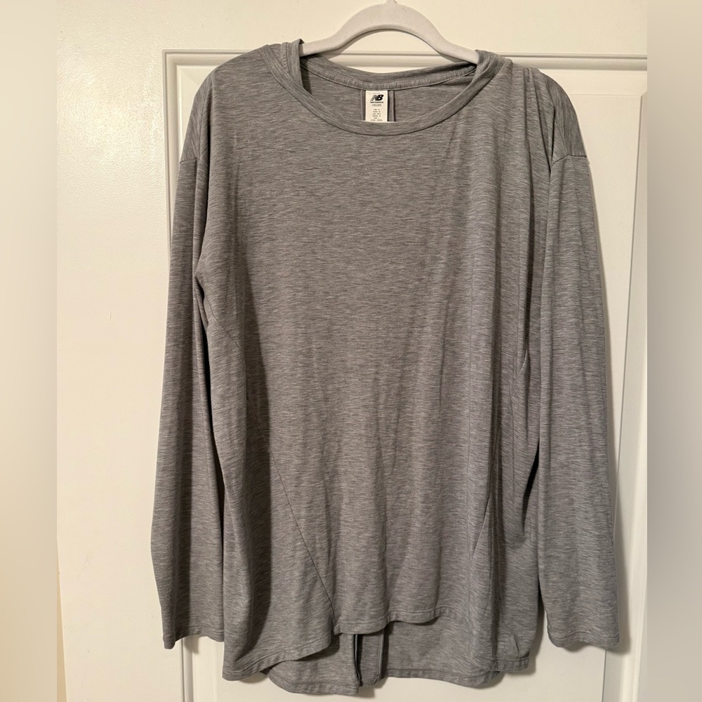 New Balance Light Gray Crewneck Tee with Logo Tag